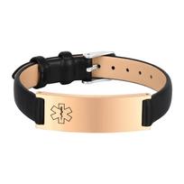 Skubios medicininės pagalbos įspėjimo ID apyrankė moterims, natūralios odos apyrankės su nemokamu graviravimu, sportinė individuali diabetikų papuošalų apyrankė