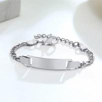 Kūdikio Vaikų Apyrankė, Nerūdijančio Plieno Grandinėlės Apyrankė Reguliuojama Grandinė be Vardų, Mergaitės Berniuko Vaikų Gimtadienio Dovana 16cm-21cm for adult white