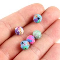 50/100 vnt 8 mm polimerinio molio gėlių raštų spausdinimo karoliukai apvalūs laisvi karoliukai, maišyti spalvas papuošalams 50pcs