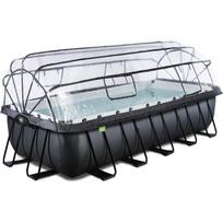 EXIT Black Leather baseinas 540x250x122cm su smėlio filtro siurbliu ir kupolu – juodas