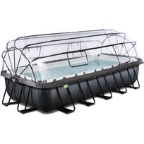 EXIT Black Leather baseinas 540x250x100 cm su smėlio filtro siurbliu ir kupolu – juodas