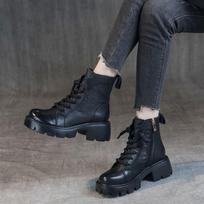 Aulinukai Platforminiai Stambūs Batai Kailis Trumpi Batai Moterims Biker Moteriški Auliukiniai Batai Combat Punk Stiliaus Tendencija 2024 Pavasario Mada 35