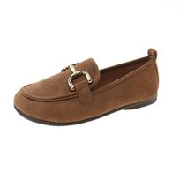 One-pedal loafer flat-soled single shoes, frosted beanie shoes, women's soft-soled non-slip shoes, soft surface 2025 spring new versatile 35 chaki