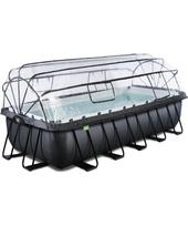EXIT Black Leather baseinas 540x250x122cm su smėlio filtro siurbliu ir kupolu – juodas
