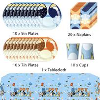 New 51PCS Blue Dog Bluey Party Supplies Include a Tablecloth, Plates, Cups, Napkins