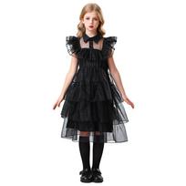 Adams Family Prom Dress Halloween Wednesday Black Dress 110cm