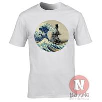 Great Wave Godzilla t-shirt monster Aesthetic Hokusai Japanese art S