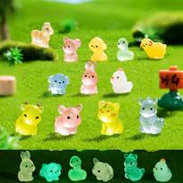 12/24/48Pcs Cute Mouse Ox Tiger Night Glow Cute Luminous Twelve Zodiac Resin Dolls Desktop Car Decorations Small Ornaments Gift Items 12pcs