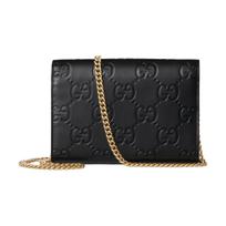 GUCCI Leather Shoulder Bag, Crossbody Bag, Wallet Womens Black Gift Set(Basic Set+Box+Shopping Bag) juoda