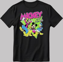 Mickey Mouse Short Sleeve White-Black Men's / Women's T-Shirt DE11 L