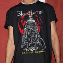 Unisex Bloodborne The Hunt Begins Shirt - Video Game T-shirt,Soulsborne Merch,Bloodborne Gifts L
