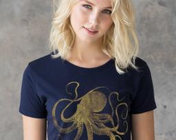 Aštuonkojis Japonų Kaligrafija Marškinėliai Gyotaku Tradicinis Menas Rašymas Ukiyo-e Japonija Kawaii Auksinis Spaudinys Joga Moterims Merginoms Spausdintas Marškinėlis T-Shirt M beige