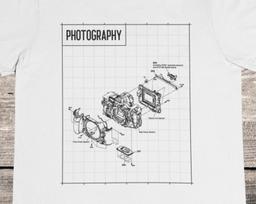 Camera Blueprint / Photography T shirt / Tripod L