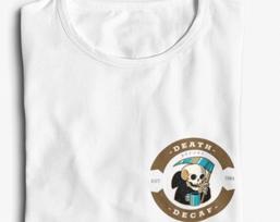 The Death T shirt / Decaf Coffee T shirt / Death Decaf Coffee T shirt / Skeleton Coffee L