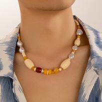Exaggerated Men's Pearl Beads Choker Hip Hop Irregular Acrylic Gem Necklace Fashion Jewelry Trendy Gift Accessories