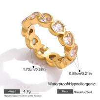 316 Stainless Steel Waterdrop Pink Zircon Rings Waterproof 18K Gold Plated Multicolored Square CZ Knuckle Ring Vintage Jewelry size 7