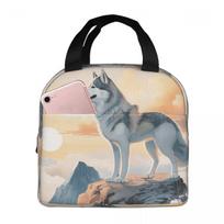 Siberian Husky In The Mountains Insulated Lunch Bag for Women Children Portable Food Boxes Thermal Lunch Box Tote One Size