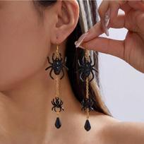 Crystal Pumpkin Ear Studs Rhinestone Long Tassel Drop Earrings Exquisite Halloween Earrings  Party Style 2