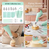 14-Piece Piping Bag and Tips Set for, Cream Puff Filling, Baking Supplies One Size žalia