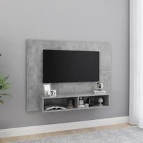 vidaXL Meuble TV mural Gris béton, 120x23,5x90 cm Aggloméré