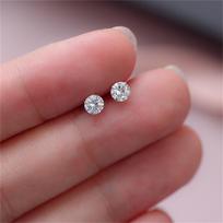 Men's Zircon Silver Color Stud Earrings Hip Hop Rhinestone Earring For Women Men's Street Jewelry Elegant Fashion Accessories