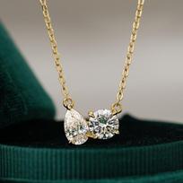 Sterling Waterdrop Pendant Necklace Women With Moissanite Stone Gold Plated 14K Simple Floral Design Cross Chain 925 Sterling Silver