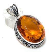 Natural Citrine Gemstone Handmade 925 Sterling Silver Jewelry Pendant 1.93  M1J73