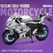 1/12 mastelio SUZUKI GSX1000 metalinis motociklo modelis - Realistiškas dizainas, idealus motociklų entuziastams, puiki dovana visoms amžiaus grupėms balta