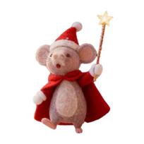 Handcrafted Felt Christmas Mouse Figurine Santa Hat Mice Ornament Simulation Rat Statue D