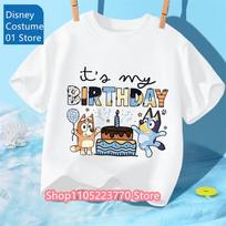 Unisex Toddler Bluey T-Shirt Fall Winter Short Sleeve Cute Cartoon Anime Print Soft Sweatshirt for Boys & Girls Casual Outfits 110