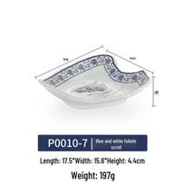 Blue and White Melamine Porcelain Plate - Irregular Shape Retro Cold Dish for Restaurants and Hotels