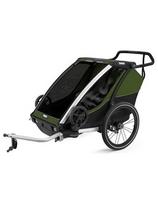 Multi-Sport dviračio priekaba, vežimėlis vaikui Thule Chariot Cab Aluminium/Cypress Green, dvivietis