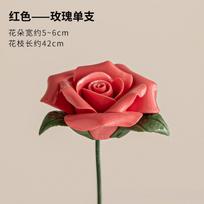 Handmade Ceramic Rose Fake Flower Home Decor Valentine Gift Everlasting Porcelain Flower