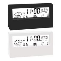 ZYSY LED Thermometer Thermo-Hygrometer Multifunction Electronic Temperature Humidity Meter Weather Station for Home With Alarm White transparent style