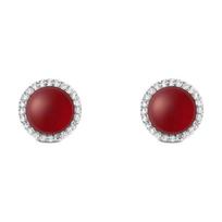 Daniel Wellington Elegant and exquisite Audrey cubic zirconia agate earrings, same style for men and women, silver/red DW00401416 sidabras