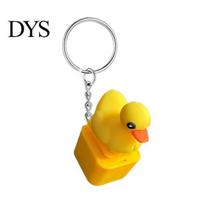 Fidget Toy With LED Light Duck Sound Button Keychain, Rechargeable Clicker with Real & Keychain Stress Reliever Light, Funny Interactive Desk geltona