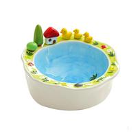 Ceramic Salad Plate Cartoon Fruit Storage Tray Cute Fruit Bowl with Fork  Desktop Decoration
