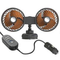 Dual Head Car Fan USB/Cigarette Lighter Powered Cooling Fan for Truck SUV RV Home Office Auto Suction Cup Cooling Fan
