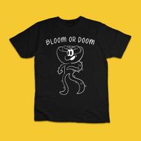 Bloom or Doom Funny Flower Monster Dark Humor Graphic T-Shirt S