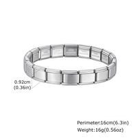 Trendy 18K Gold Plated Italian Charm Bracelet for Women, 9mm Stainless Steel Modular Link Chain, Waterproof Tarnish Free gray