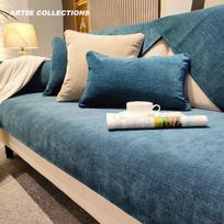 Naujas modernus šenilinis sofos užvalkalas Paprastas sofos užvalkalas Vienspalvis neslystantis pagalvėlė sofos baldų apsauga Patogus sofos užvalkalas 70x70cm 1pcs black