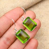 Mielas peridoto brangakmenis rankų darbo 925 prabos sidabro papuošalai auskarai moterims 1.50 Inches žalia