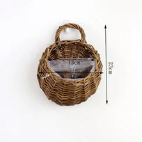 Wall Hanging Natural Wicker Flower Basket Flower Pot Planter Rattan Vase Basket Home Garden Wall Decoration Storage Container gray