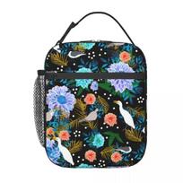 Lunch Bag Tropical Floral Convenient Lunch Box For Child Birds Picnic Cooler Bag Casual Waterproof Tote Food Bags Christmas 26x21x11cm