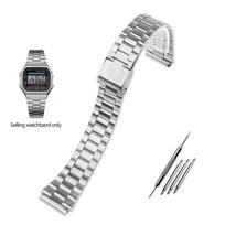 18 mm smulkaus plieno laikrodžio apyrankė CASIO A158/A159/A168/A169/B650 AQ230/700 A158W A168 Classic AE-1200 sidabrinė juoda metalinė apyrankė 18mm