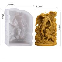3D skulptūros angelas ir grifas silikoninė forma - žvakių, muilo, dervos liejimo forma „pasidaryk pats“ rankdarbiams, namų dekoravimui balta