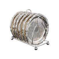 6 Piece Luxurious Alloy Cake Plates Serving Tray With Holder Stand For Serving Dessert Fruits And Coffee At Gatherings 4 inches