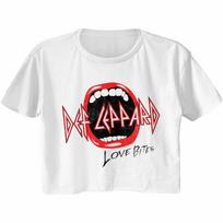 Def Leppard Mouth White Women's Festival Cali Crop T-Shirt M