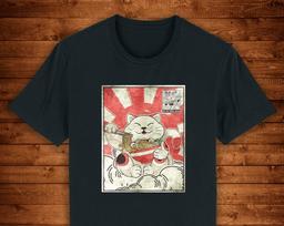 Maneki Neko Cat Ramen T shirt: Japanese Retro Graphic Tee S