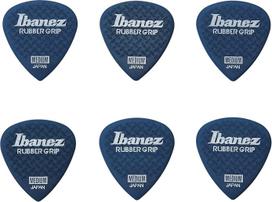 Ibanez Grip Wizard Series Rubber Grip Pick Dark Blue Picks with 0.8mm 6-Pack (PA16MRG-DB) - non-slip material.